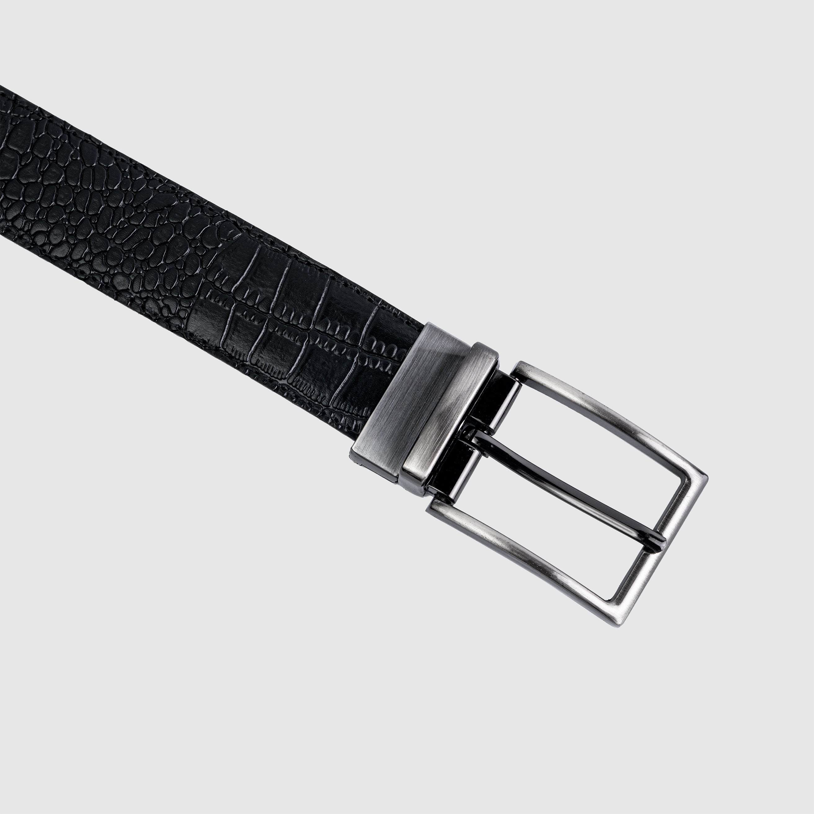 2-in-1 Reversible Leather Belt Crocodile Texture Art #809