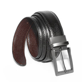 2-in-1 Reversible Leather Belt Snake Texture Art #809