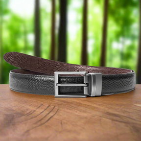 2-in-1 Reversible Leather Belt Snake Texture Art #809