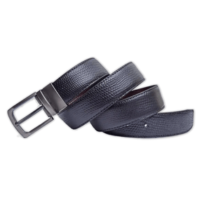 2-in-1 Reversible Leather Belt with Texture Art #809