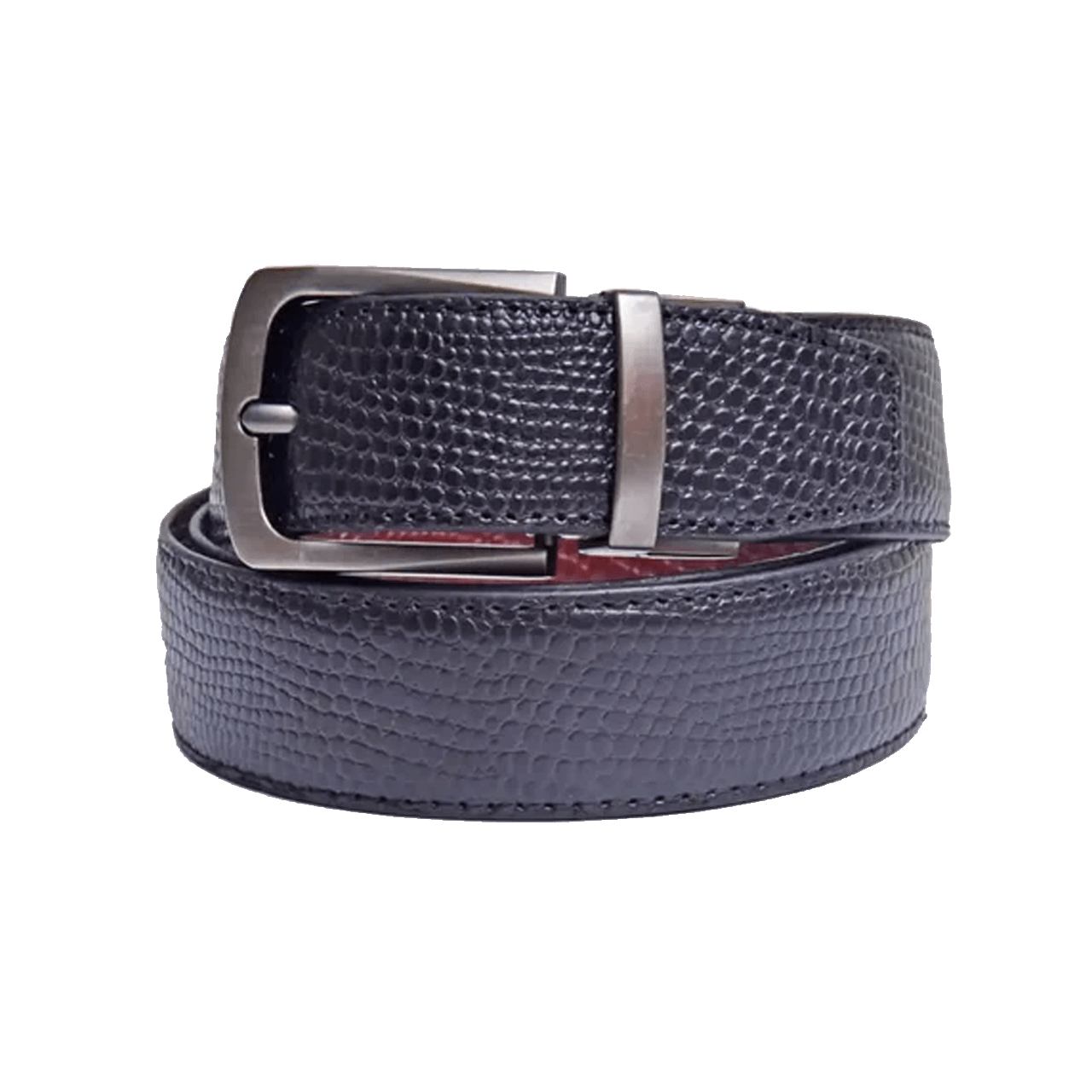 2-in-1 Reversible Leather Belt with Texture Art #809