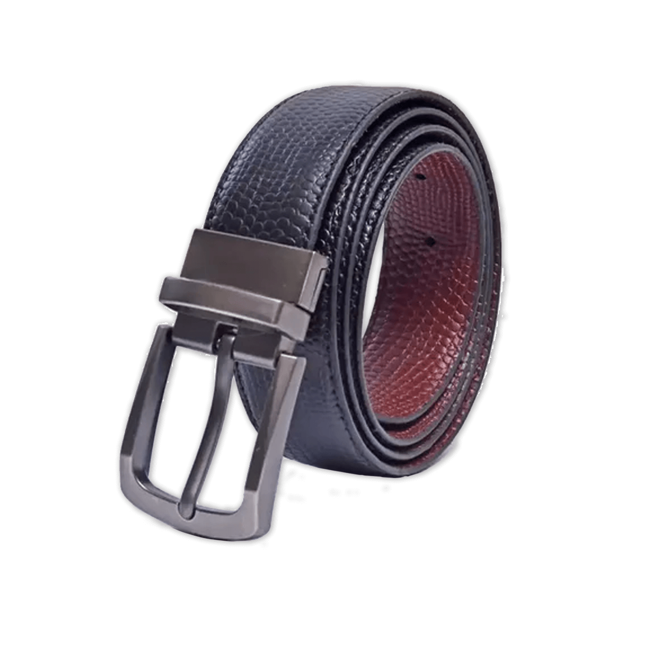 2 in one Reversible Leather Belt with texture